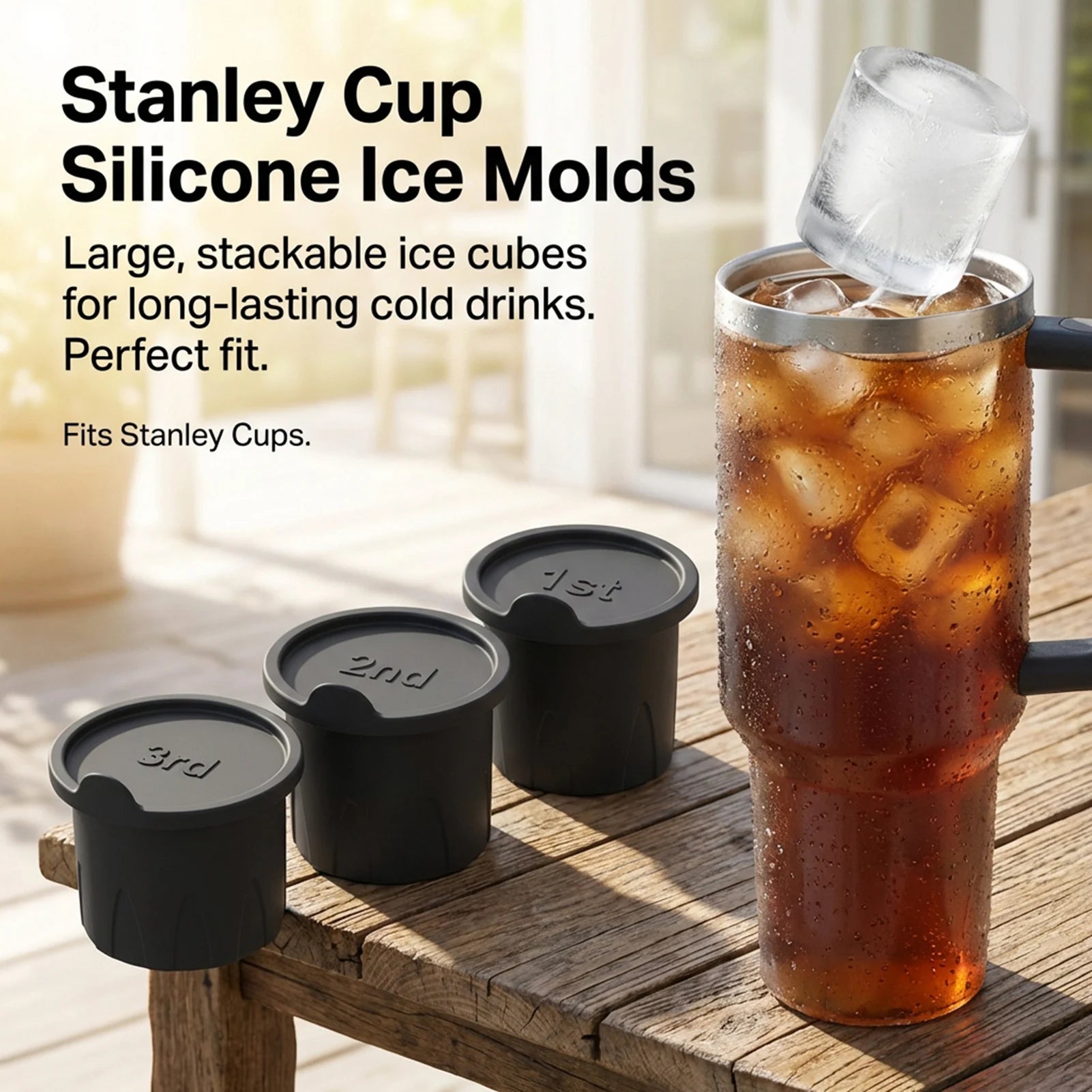 Silicone Ice-Cube Tray Mold For Stanley-Water Bottles Food Grade Quick Freezing