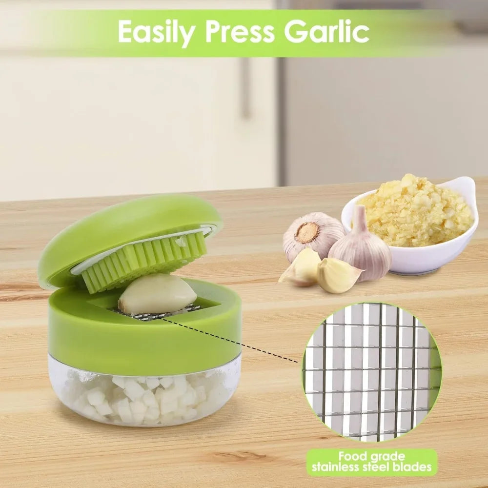 1PCS Multifunctional Garlic Press Manual Mincer Portable Garlic Slicer Handheld Ginger Masher with Storage Case ﻿